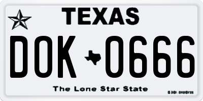 TX license plate DOK0666