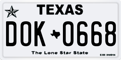 TX license plate DOK0668