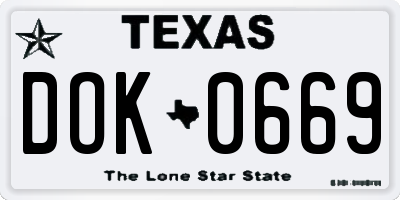 TX license plate DOK0669