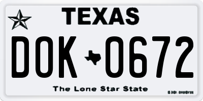 TX license plate DOK0672