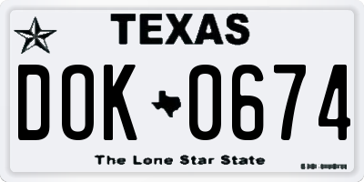 TX license plate DOK0674