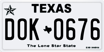 TX license plate DOK0676
