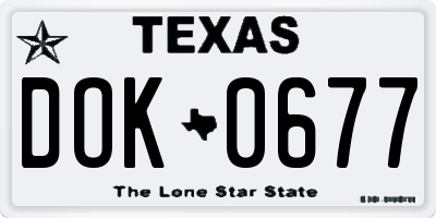 TX license plate DOK0677