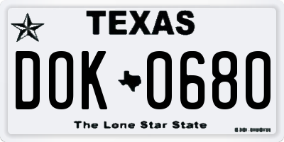 TX license plate DOK0680