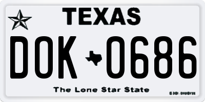 TX license plate DOK0686