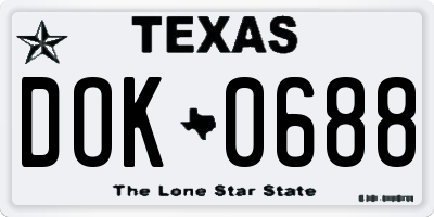 TX license plate DOK0688