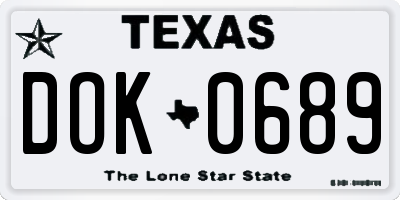 TX license plate DOK0689