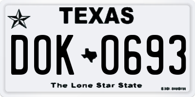 TX license plate DOK0693