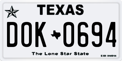 TX license plate DOK0694