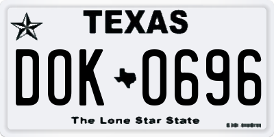 TX license plate DOK0696