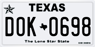 TX license plate DOK0698