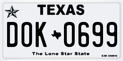 TX license plate DOK0699