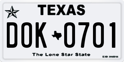TX license plate DOK0701