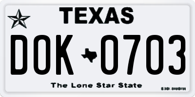 TX license plate DOK0703