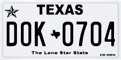 TX license plate DOK0704