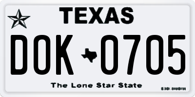 TX license plate DOK0705