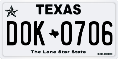 TX license plate DOK0706