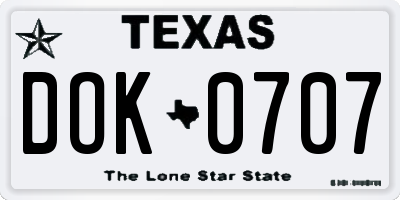 TX license plate DOK0707