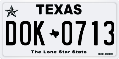 TX license plate DOK0713