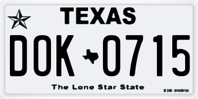 TX license plate DOK0715