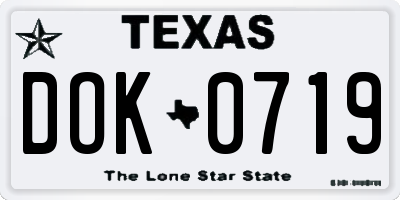 TX license plate DOK0719