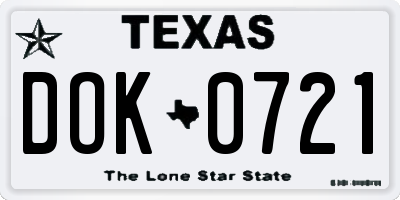 TX license plate DOK0721