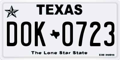 TX license plate DOK0723