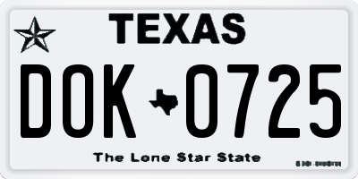 TX license plate DOK0725