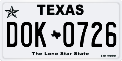TX license plate DOK0726