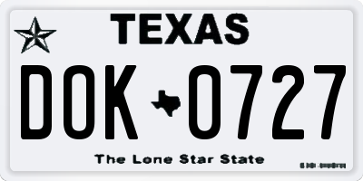 TX license plate DOK0727
