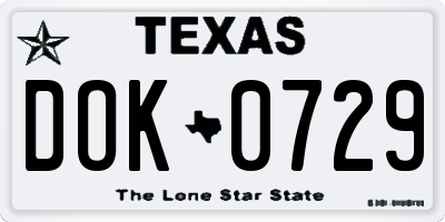 TX license plate DOK0729