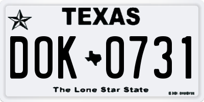 TX license plate DOK0731
