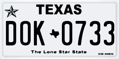 TX license plate DOK0733