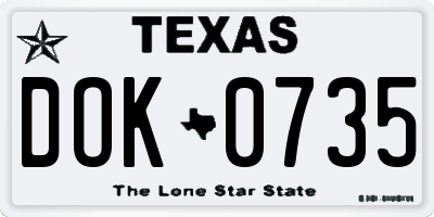 TX license plate DOK0735