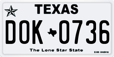 TX license plate DOK0736