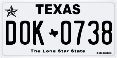 TX license plate DOK0738