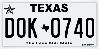 TX license plate DOK0740
