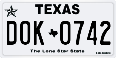 TX license plate DOK0742