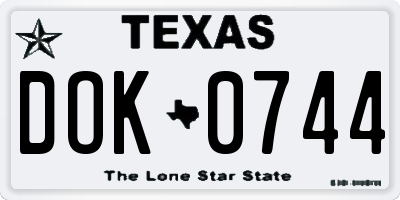 TX license plate DOK0744