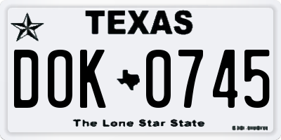 TX license plate DOK0745