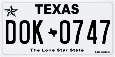 TX license plate DOK0747