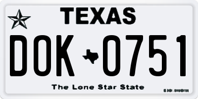 TX license plate DOK0751