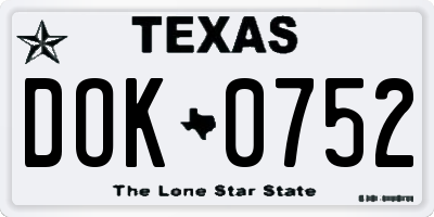 TX license plate DOK0752