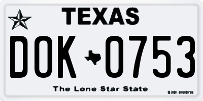 TX license plate DOK0753