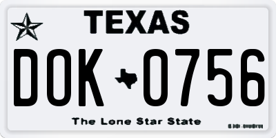 TX license plate DOK0756
