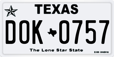 TX license plate DOK0757