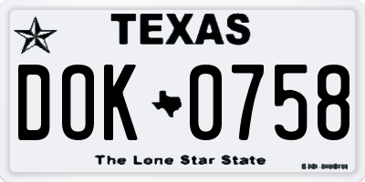 TX license plate DOK0758