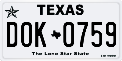 TX license plate DOK0759
