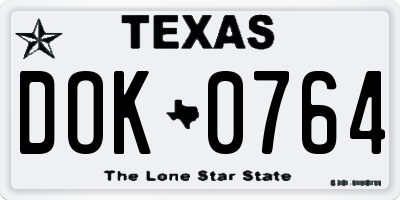 TX license plate DOK0764