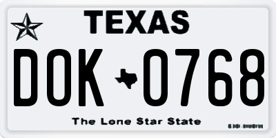 TX license plate DOK0768